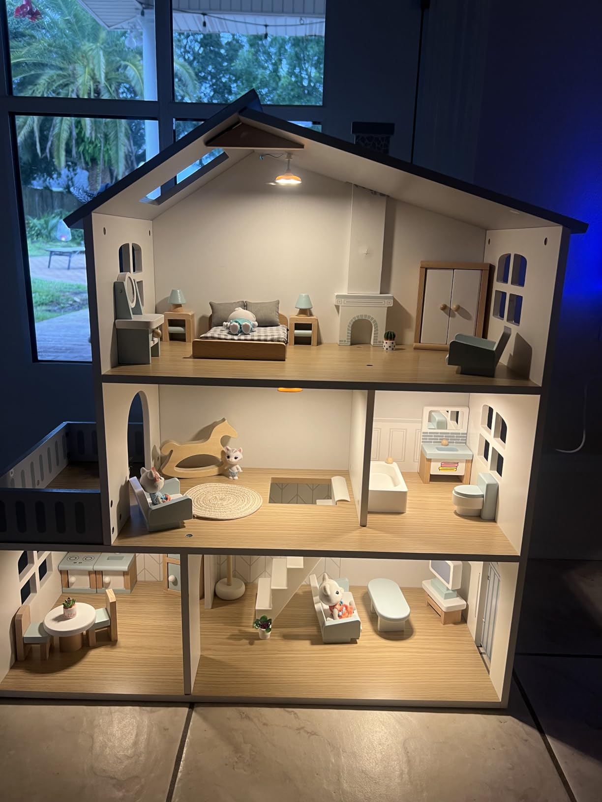 ROBUD Doll House, Wooden Dollhouse with 6 Rooms, 29-pcs Realistic Accessories, Dollhouse Playset for 4-6 Inch Dolls, Gifts for Kids & Toddlers, Nordic Style, Ages 3+ customer photo 2