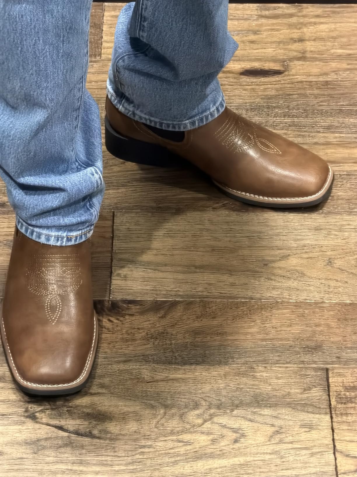 Western Cowboy Boots for Men - Mens Square Toe Chelsea Boots Ankle Cowboy Boots for Men Casual Retro Stylish Boots customer photo 1