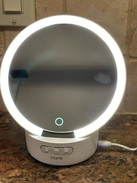 iHome Makeup Mirror with Lights and Bluetooth Speaker, Travel Mirror is Portable and Rechargeable - White (iCVBT9W.EXv24) customer photo 2