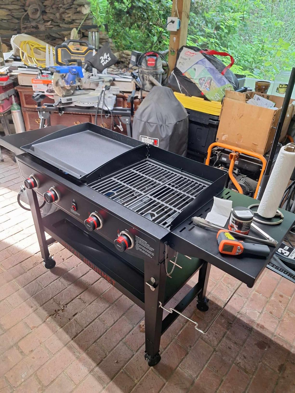 Royal Gourmet GD405A 4 Burner Gas Grill and Griddle Combo, Grilling Gear Set | Propane Griddle Grill Combo, Foldable Side Tables, 598 Sq. In., Heavy-duty for Outdoor Cooking, Tailgating, Black customer photo 2