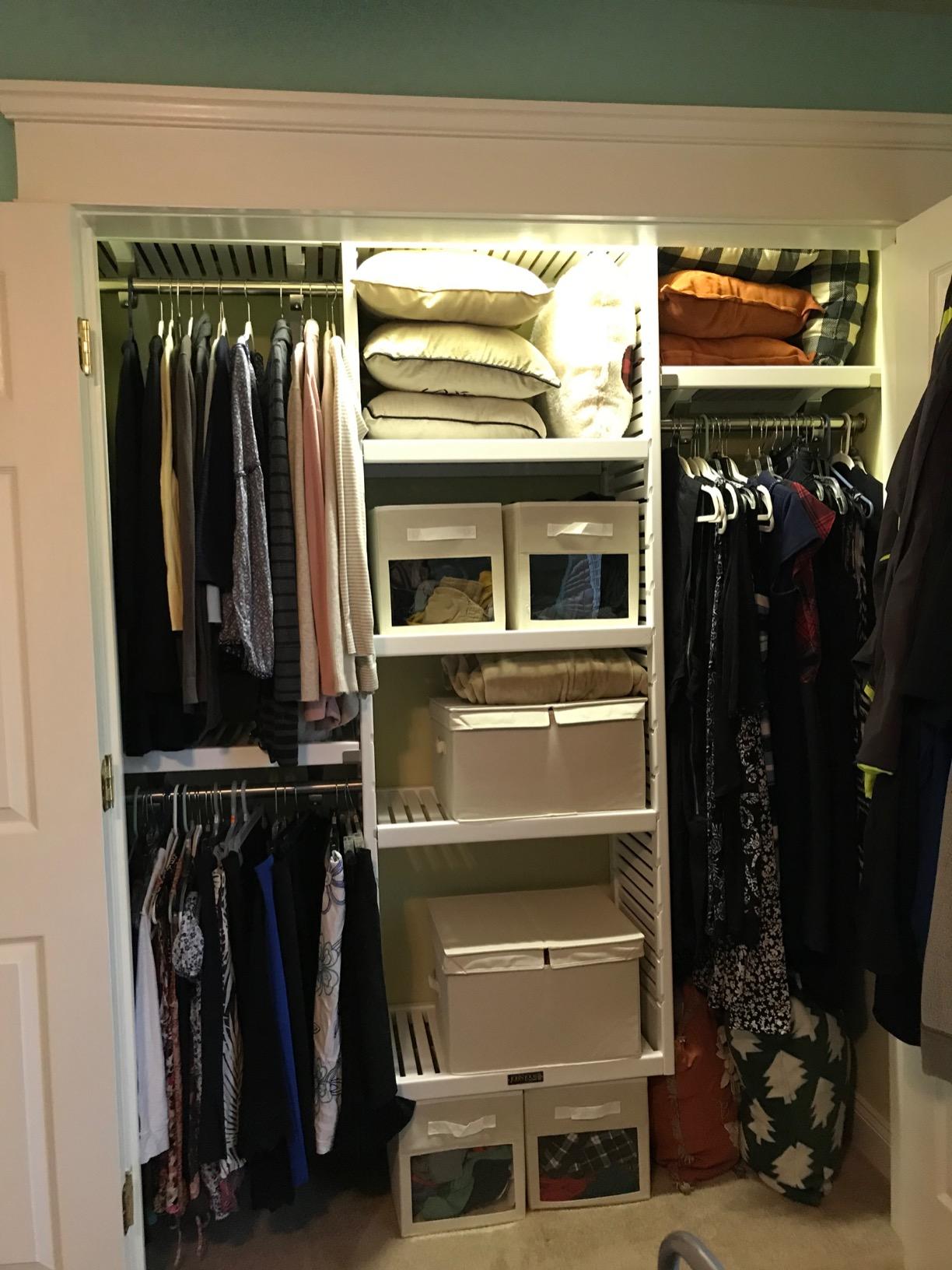 John Louis Home Solid Wood Walk-In Closet Organizer - 100% Real Wood Cut-to-Fit System with Adjustable Shelves, Metal Garment Bars & Ventilated Design for Custom Storage (White Finish) customer photo 1