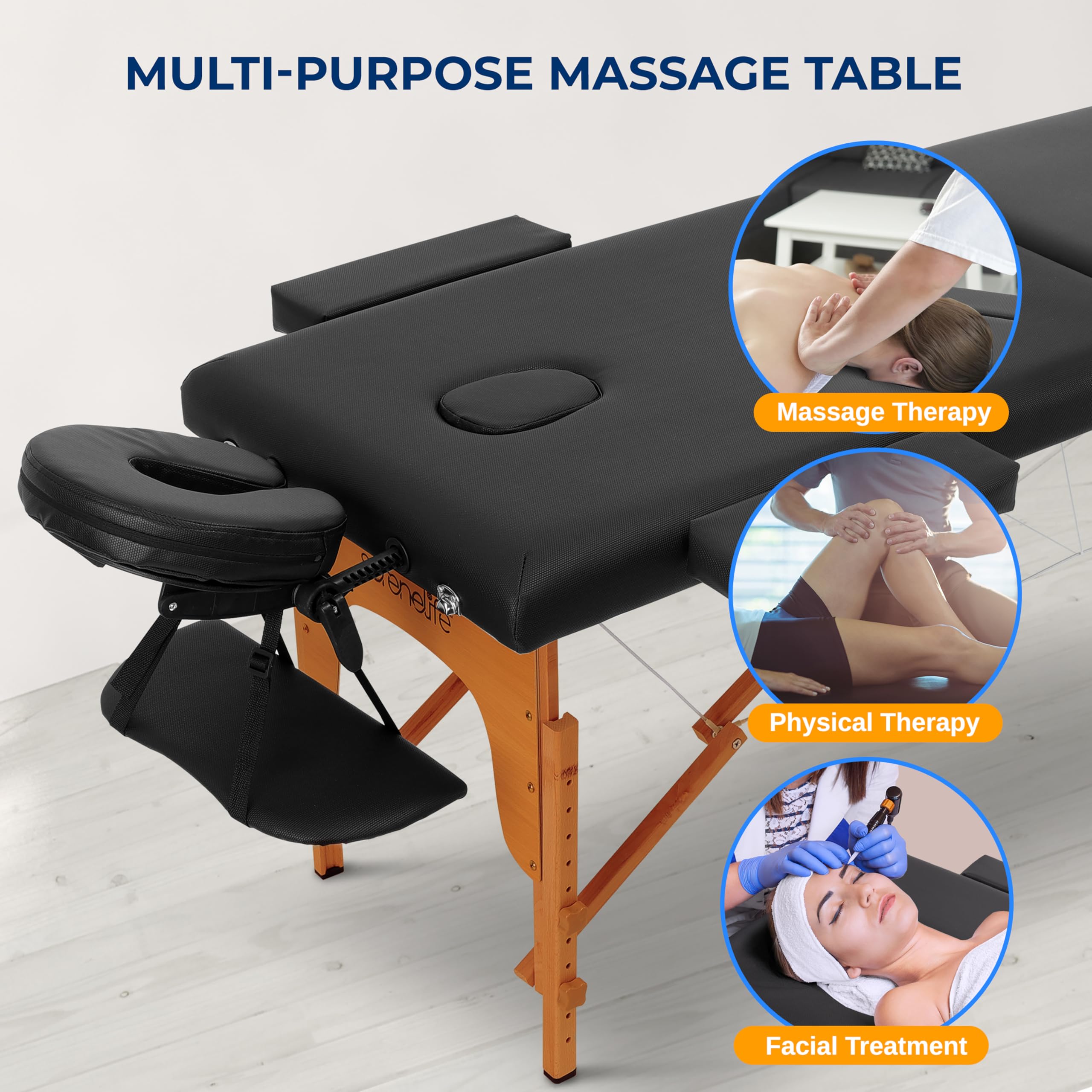 SereneLife Portable Massage Table 24 inch, Height Adjustable 3 Sections Massage Bed & Folding Lash Station for Esthetician, Tattoo Table, Spa Bed, Physical Therapy & Facial Treatment customer photo 2