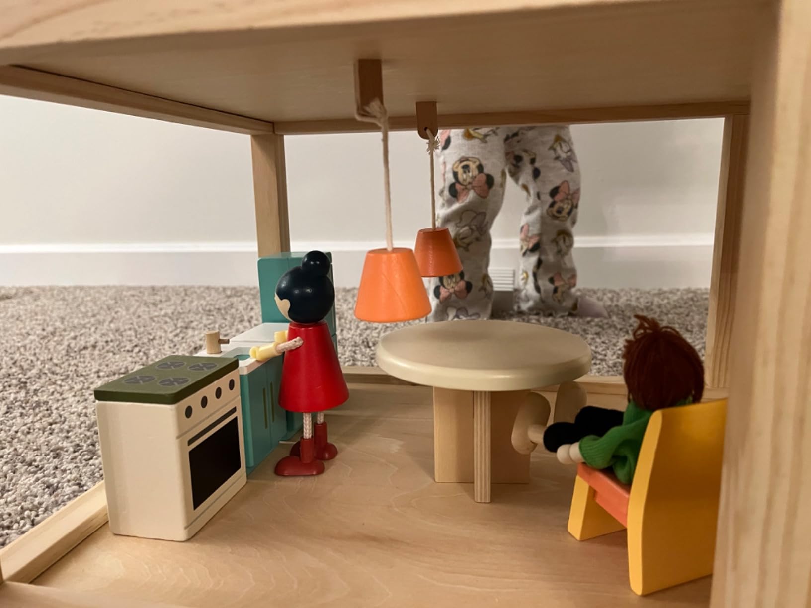 Giant bean Large Wooden Dollhouse with 32 Pcs Furniture Accessories, 3-Story Doll House 5 Rooms Balcony Wooden Stairs, Ideal Dollhouse Toy for Kids Ages 3+, 30