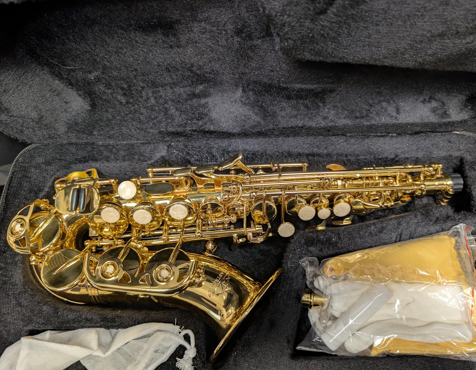 EASTROCK Bb Soprano Saxophone Straight Nickel Sax Instruments for Beginners Students Intermediate Players with Carrying Case,Mouthpiece,Pads,Reed,Cleaning kit,neck Strap,White Gloves customer photo 1