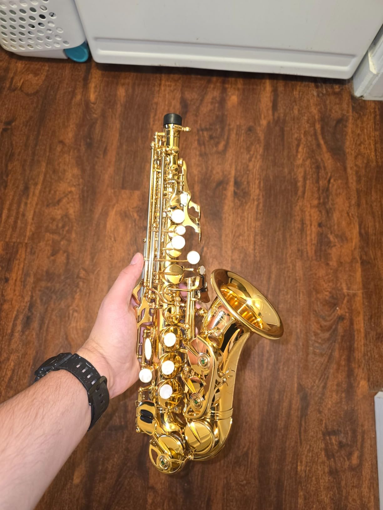EASTROCK Bb Soprano Saxophone Straight Nickel Sax Instruments for Beginners Students Intermediate Players with Carrying Case,Mouthpiece,Pads,Reed,Cleaning kit,neck Strap,White Gloves customer photo 2