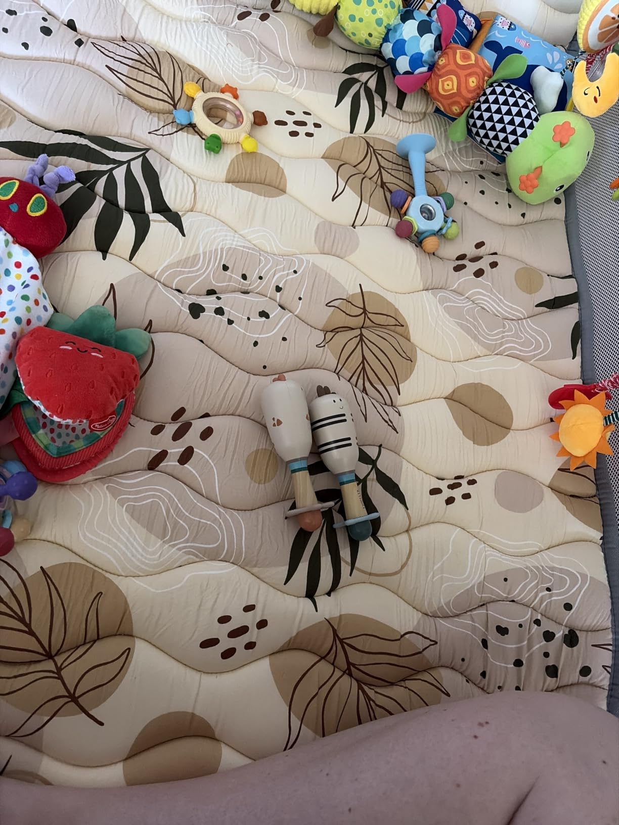 Blissful Diary Baby Play Mats for Floor, 50x50 Playpen Mat, Thick Cushioning Padding Foam Playmat for Baby and Toddlers Infants, Non-Slip & Machine Washable, Earth Tones Design customer photo 2