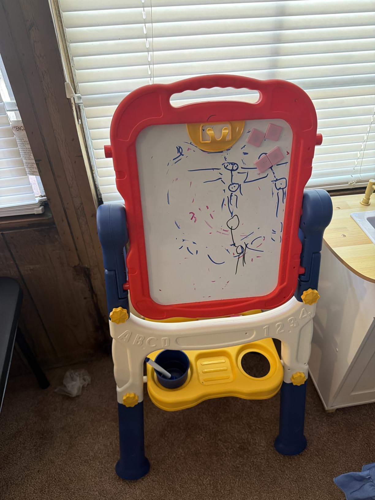Kids Easel for Toddlers Age 3-4 Art Magnetic White Board & Chalkboard Double Side Adjustable Stand Drawing Writing Learning Educational Toy for 3 4 5 Year Boys Girl Birthday Gifts customer photo 1