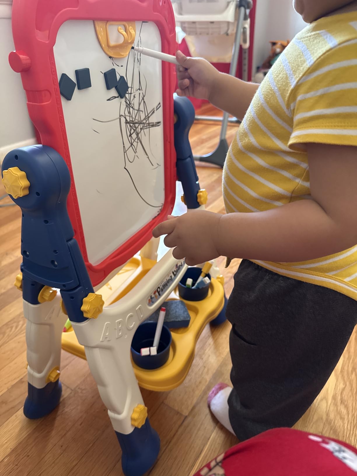 Kids Easel for Toddlers Age 3-4 Art Magnetic White Board & Chalkboard Double Side Adjustable Stand Drawing Writing Learning Educational Toy for 3 4 5 Year Boys Girl Birthday Gifts customer photo 2