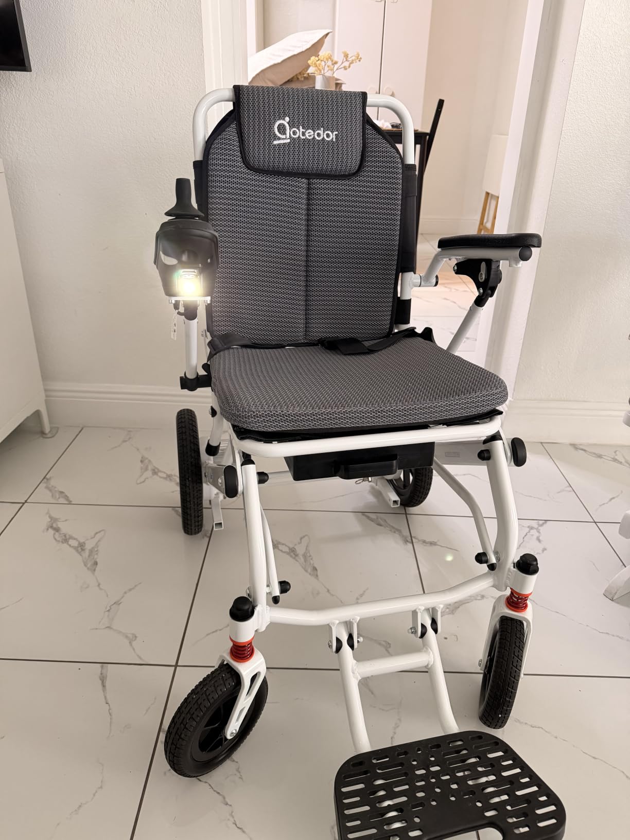 Aotedor Electric Wheelchairs for Adults,22 Miles Long Travel Range with 2 Lithium Batteries All Terrain Power Wheelchair,Ultra Lightweight 39Lbs Folding Compact Motorized Wheelchair,Airline Approved customer photo 1