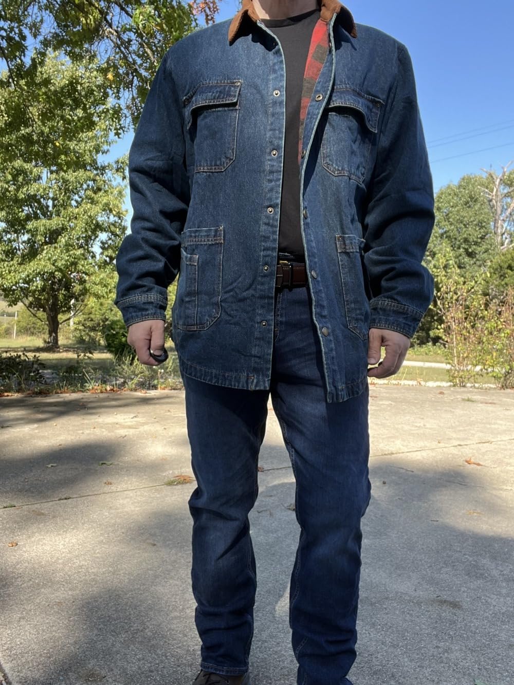 Men's Flannel Lined Denim Chore Coat, Snap Button Workwear customer photo 2