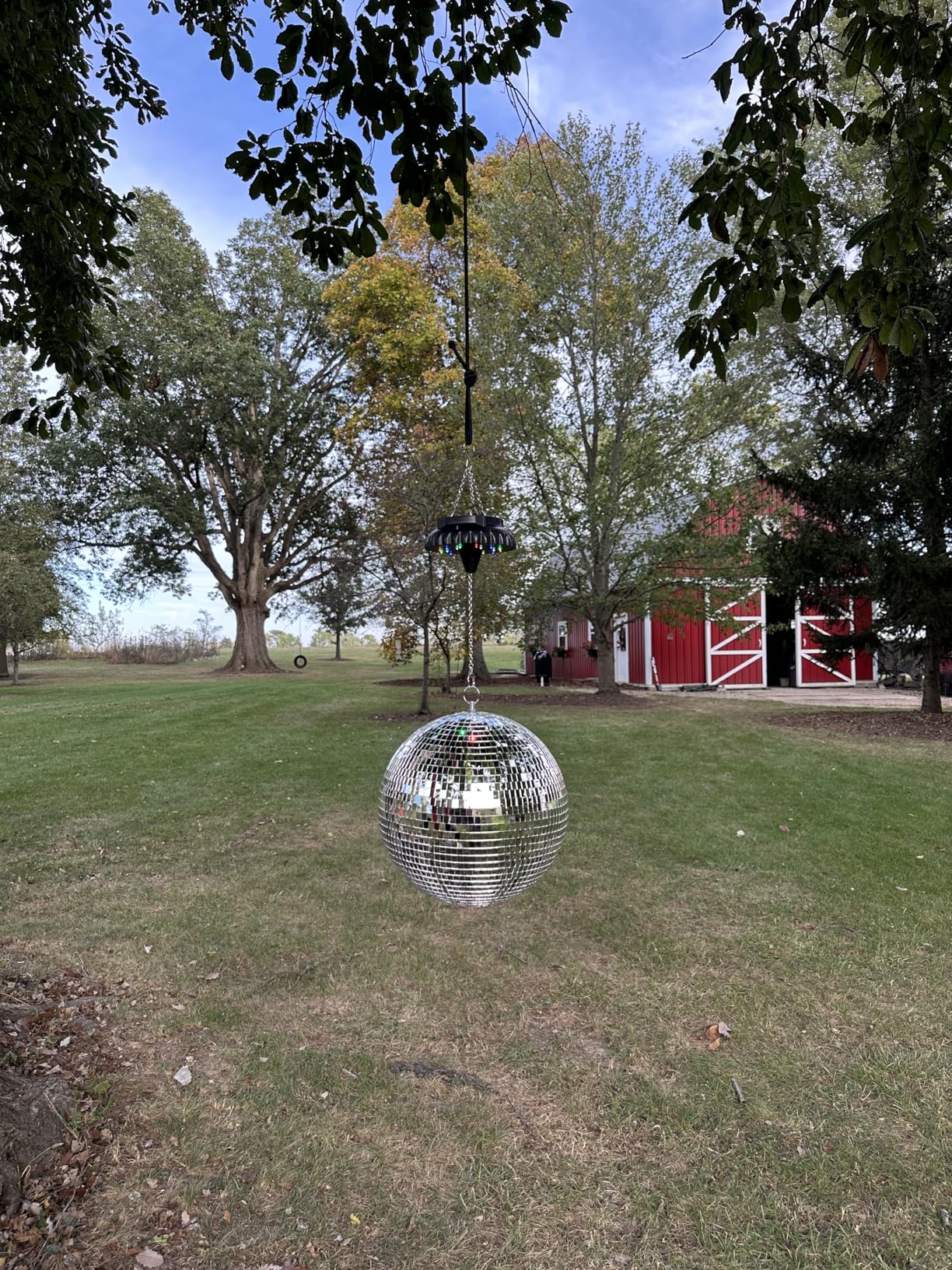 Disco Ball Motor Rotating with Light: Rechargeable Disco Ball Spinner with Remote Adjustable Speed - 18 RGBW LED Light for Wedding Party Decor customer photo 2