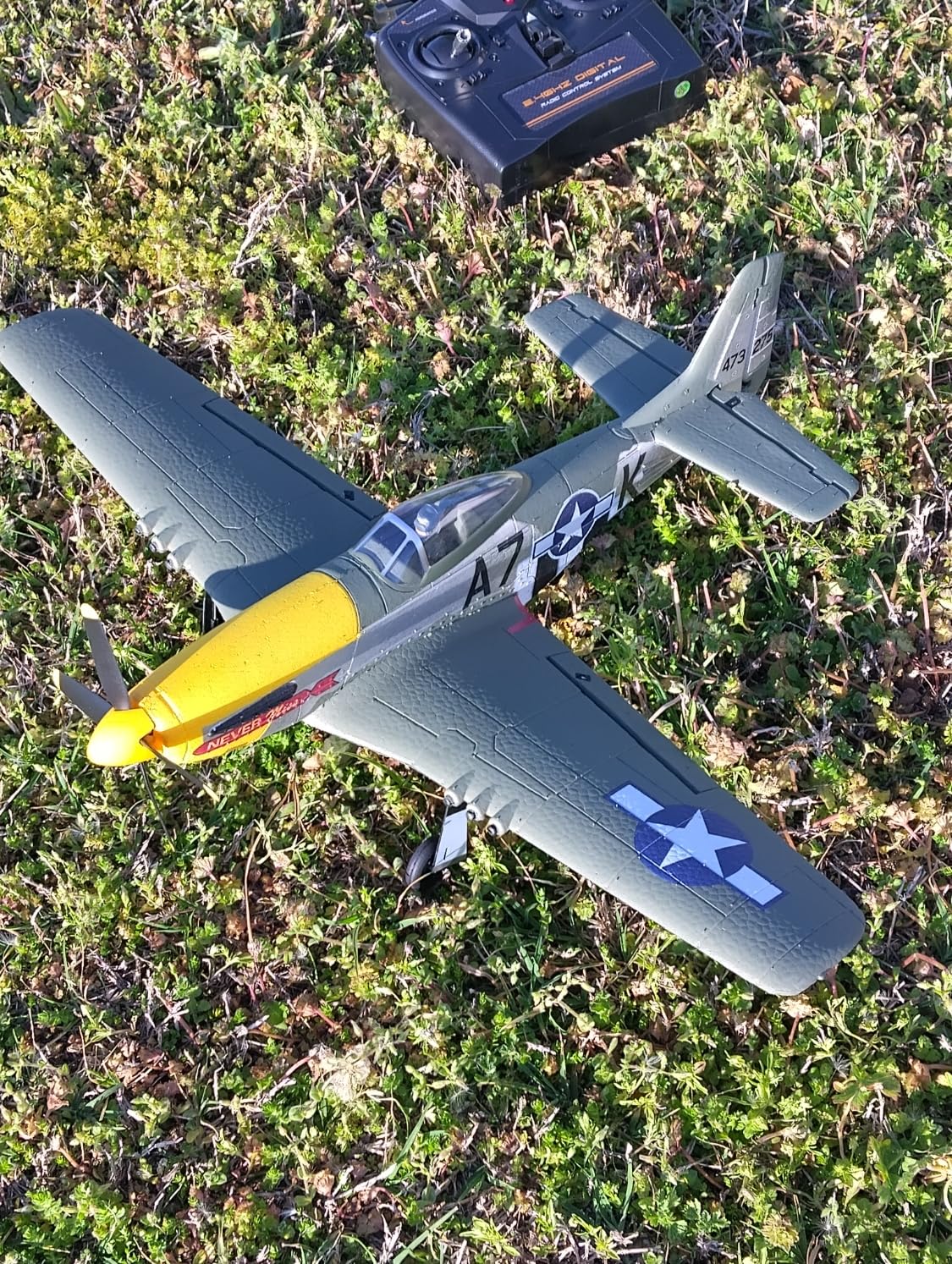 HAWK'S WORK 3 Channel RC Plane P-51D Mustang, Remote Control Airplane Ready to Fly, 2.4GHz 6-axis Gyro Stabilizer, Easy to Fly for Kids & Beginners customer photo 2