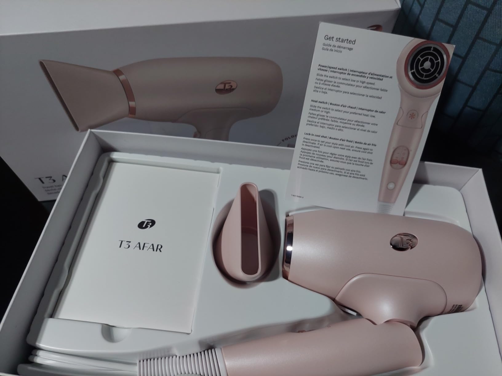 T3 Afar Lightweight Travel-Size Hair Dryer with Auto Dual Voltage, Folding Handle, Fast Drying, Lightweight and Ergonomic, Frizz Smoothing, Multiple Heat and Speed Combinations customer photo 1