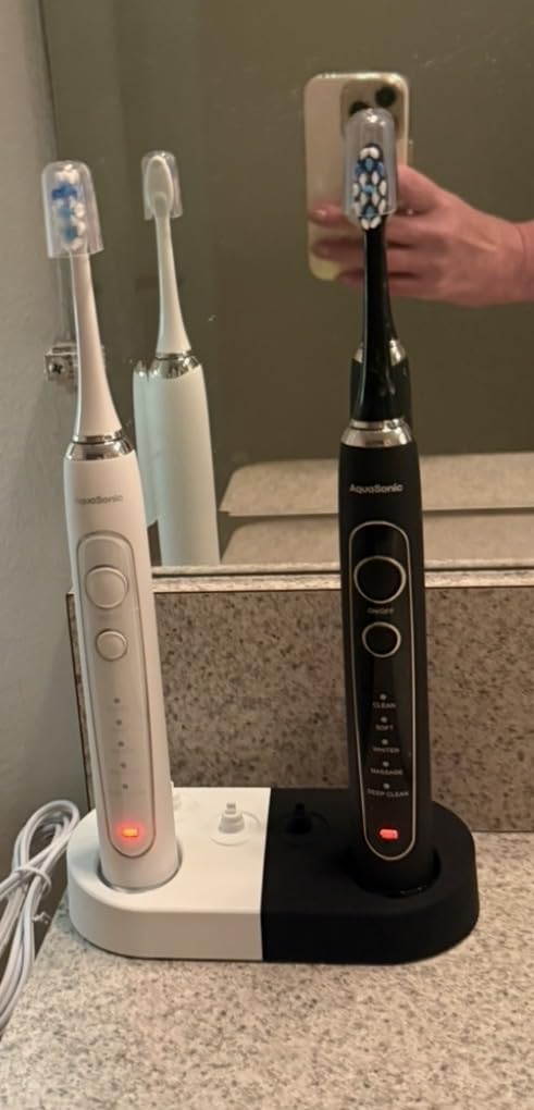 Aquasonic Duo Series PRO - Ultra-Whitening Electric Toothbrush Set - 5 Modes & Smart Timers - Premium Travel Cases & 10 Proflex Brush Heads - ADA Accepted Toothbrushes customer photo 2
