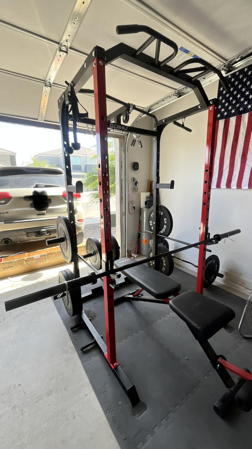 C1-V4 Power Cage, 2000LBS Squat Rack with LAT Pulldown, Multi-Function Weight Cage Strength Training Machine, Workout Cage with More Attachments for Home Gym Garage customer photo 1
