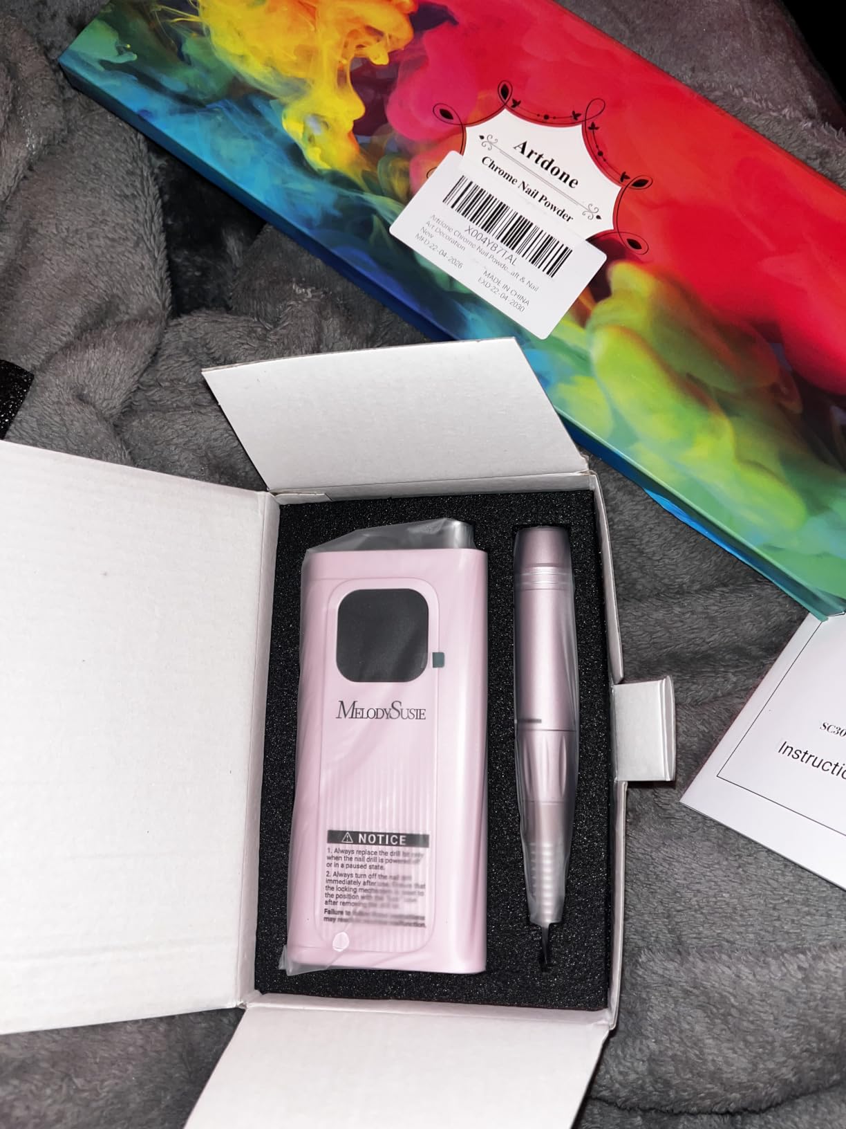 MelodySusie Entry-Level Clip-On Rechargeable Essential Nail Drill, SC300F 30000RPM E-File with LCD Display for All Manicure Shaping & Gel Removal, Ideal for Training, Nail Art Practice & Home Use, Pink customer photo 2