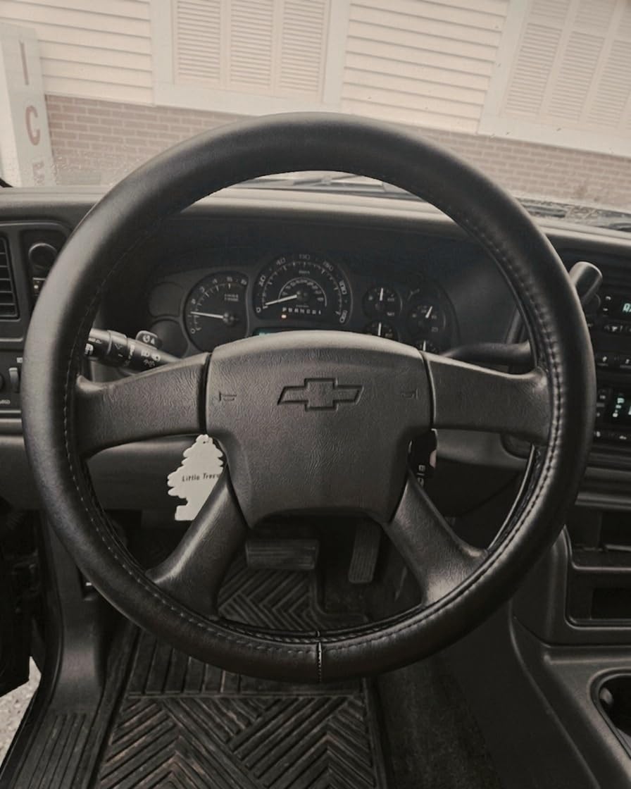 Haokay Heavy Duty Pure Cowhide Steering Wheel Cover, Genuine Leather Steering Cover with 15 Inches Universal Fit customer photo 1