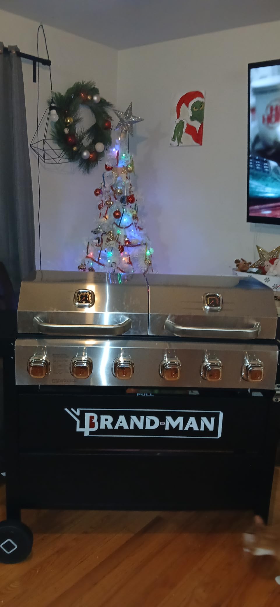 Brand-Man 6-Burner Propane Gas Grill Griddle Combo 2-in-1 Outdoor BBQ Grill | Porcelain-Enameled Cast Iron Grates & Cast Iron Flat Top Griddle, Double Stainless Steel Lids for Backyard, 60,000 BTU customer photo 2
