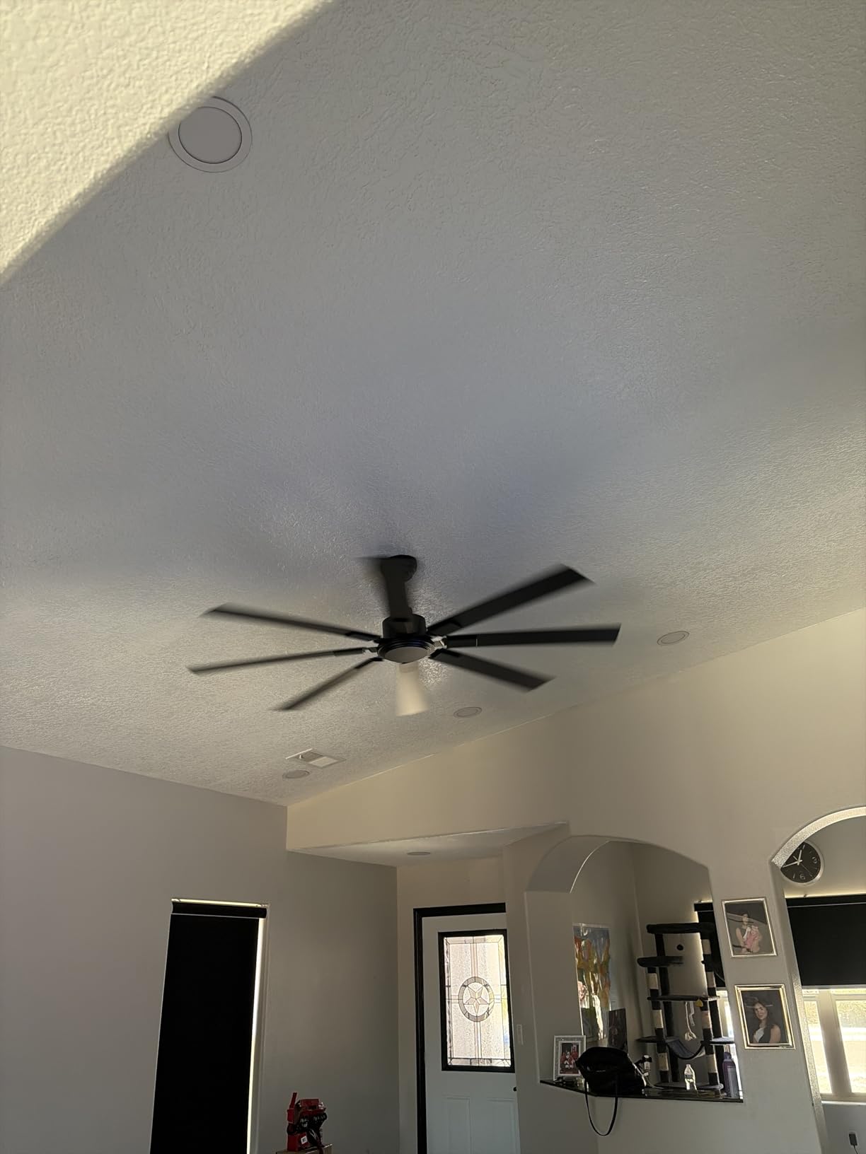 65 Inch Ceiling Fan No Light with Remote, Black Large Ceiling Fan Without Light with Quiet Reversible DC Motor, 6-Speeds, 8 Blades, Indoor/Outdoor Modern Ceiling Fans for Patios, Living Room, Garage customer photo 1