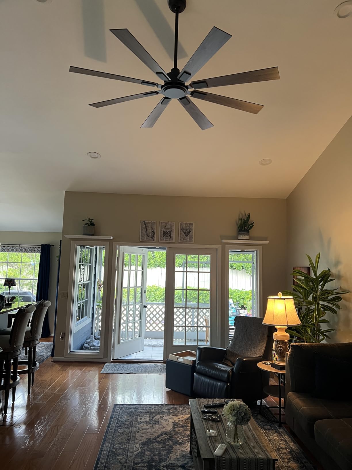 65 Inch Ceiling Fan No Light with Remote, Black Large Ceiling Fan Without Light with Quiet Reversible DC Motor, 6-Speeds, 8 Blades, Indoor/Outdoor Modern Ceiling Fans for Patios, Living Room, Garage customer photo 2