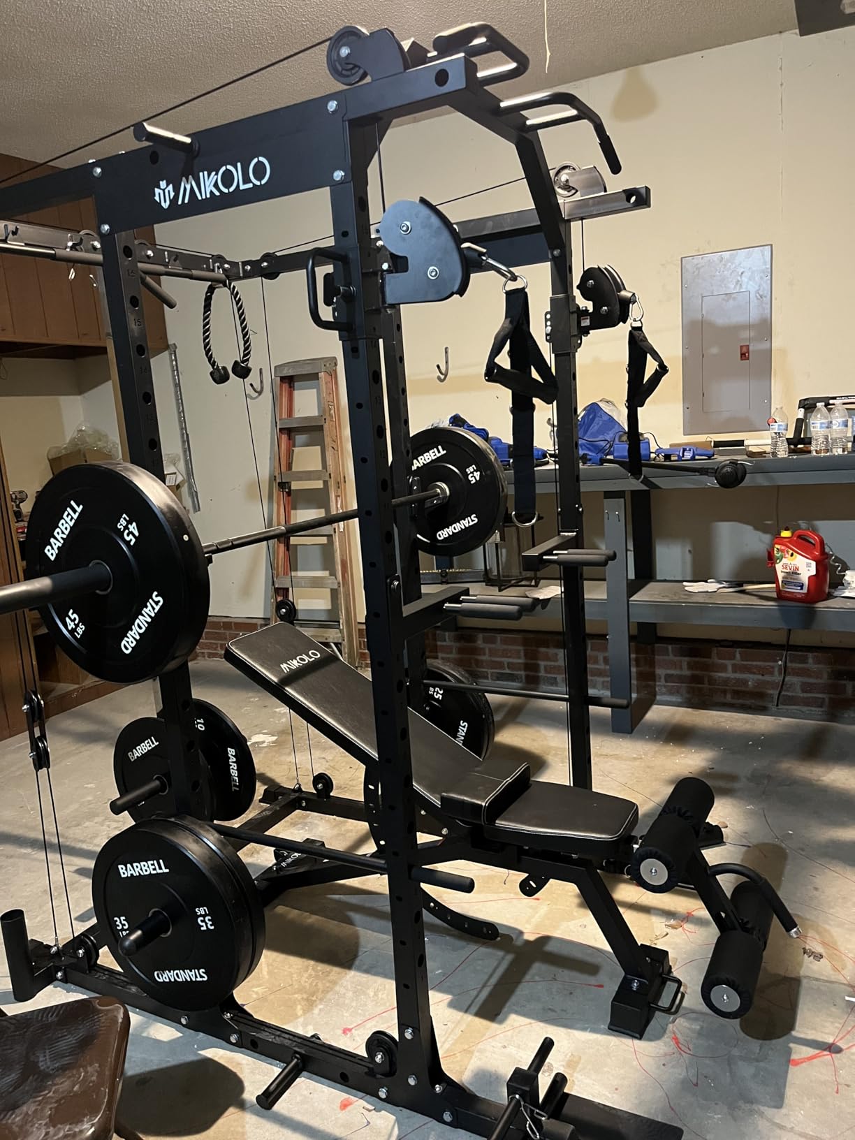 Mikolo Power Cage, Power Rack with Cable Crossover System, 1500LBS Squat Rack with LAT Pull Down System, Workout Cage with Pulley System for Fitness Home Gym customer photo 2