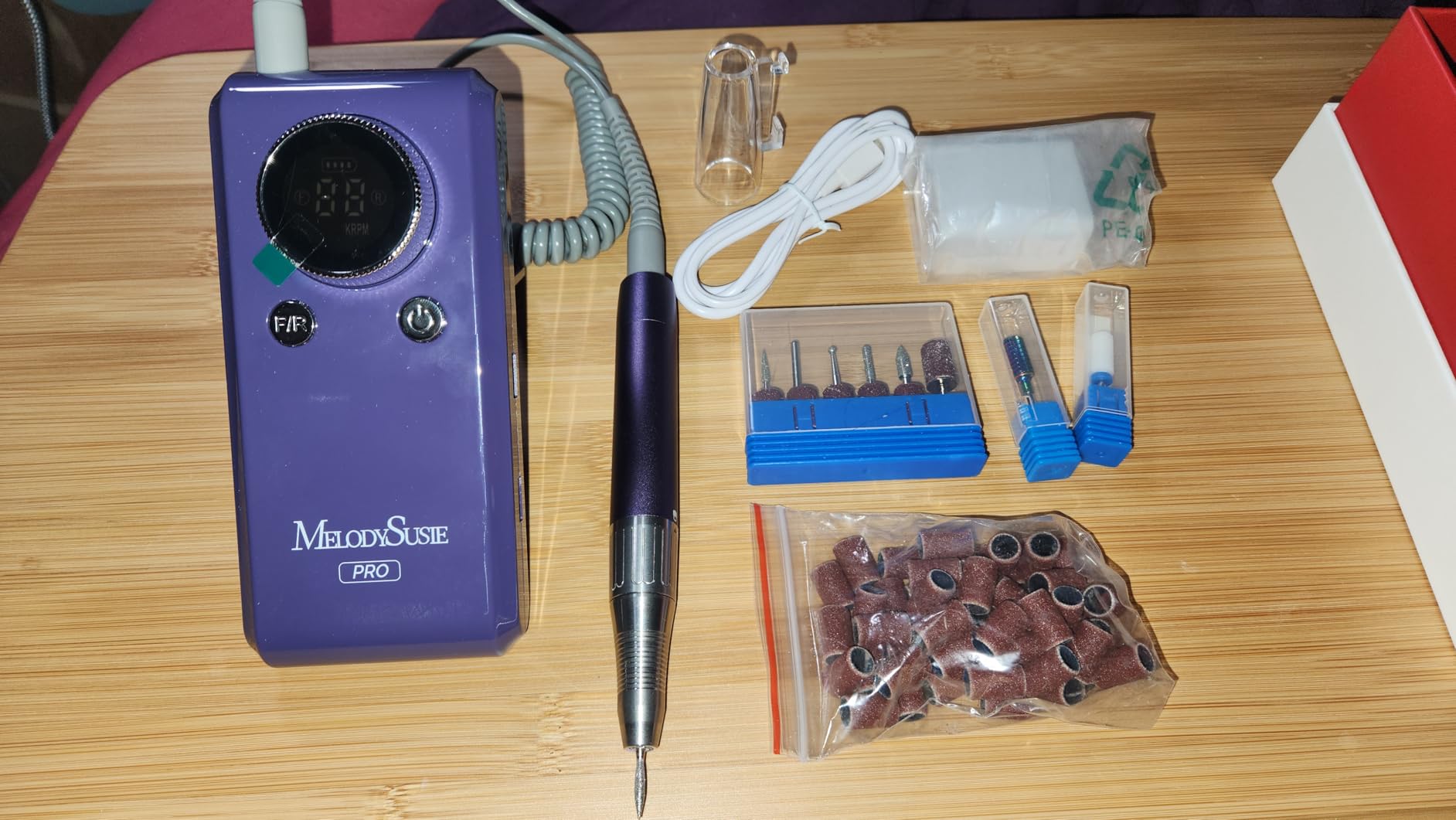 MelodySusie Professional Clip-On Rechargeable Nail Drill with Adjustable Built-in Stand and Premium Motor, MB420G 40000RPM E-File with Max Speed for All Manicure Shaping & Gel Removal for Salon Use customer photo 2