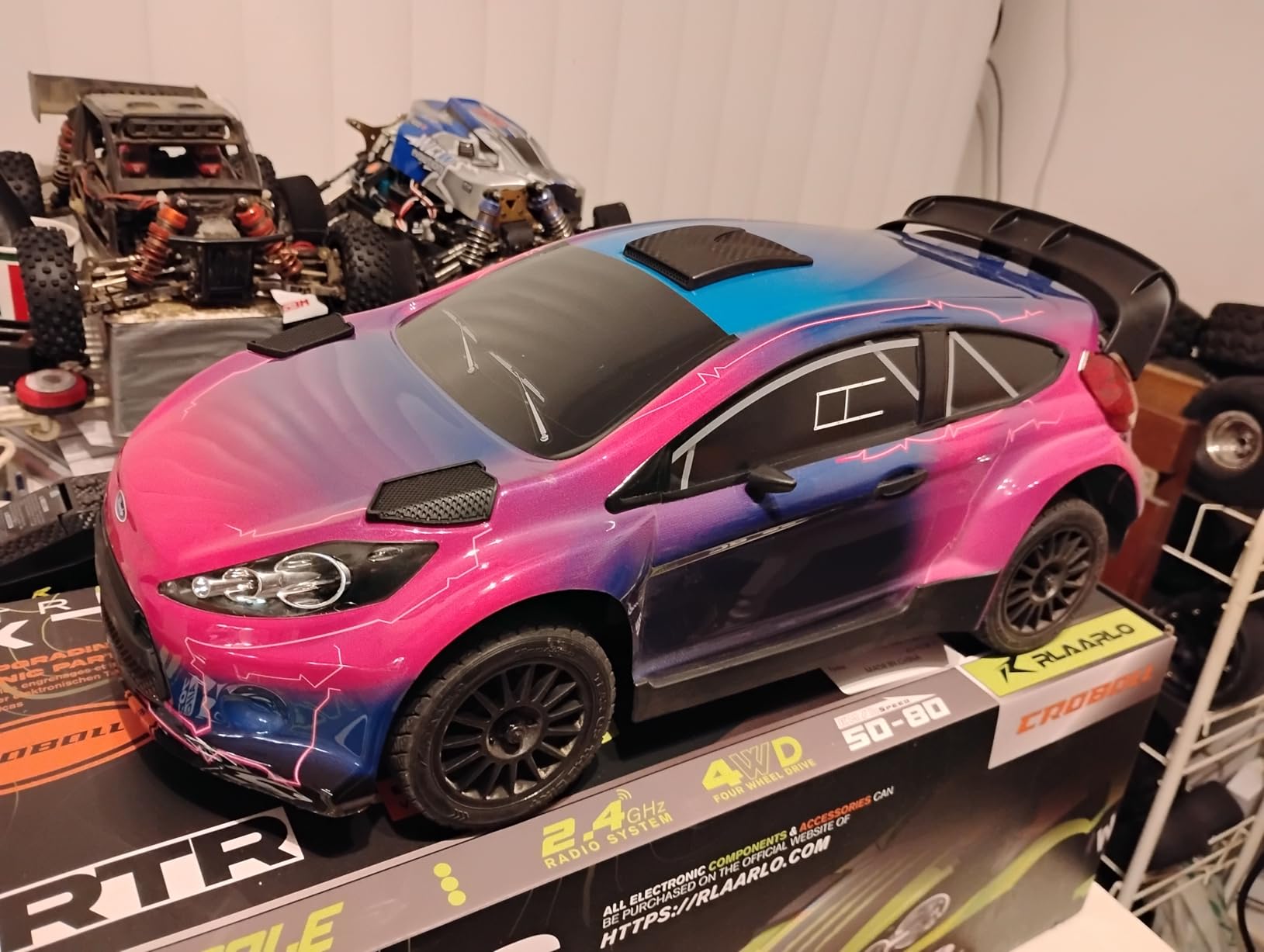 CROBOLL 1/10 Brushless Carbon Fiber RC Rally Cars with Gyro, Max 50 mph, RTR | RLAARLO Fast RC Car 2.4Ghz All Terrain Remote Control Car, Waterproof 4x4 Hobby RC Truck with 3S Battery customer photo 1