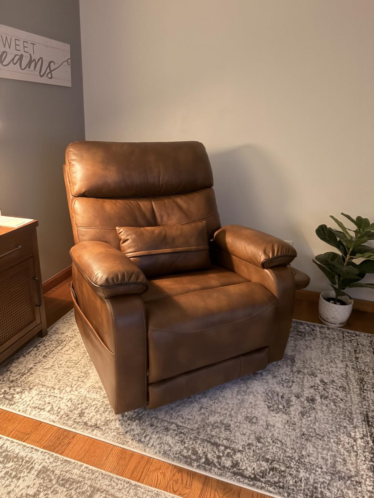 Dual Motor Power Lift Recliner Chair for Adult & Elderly, Infinite Position Lay Flat Lift Chair with Heat & Massage, Cup Holder, Lumbar Pillow, Wireless Charger, USB Ports, Leather (Beige) customer photo 2