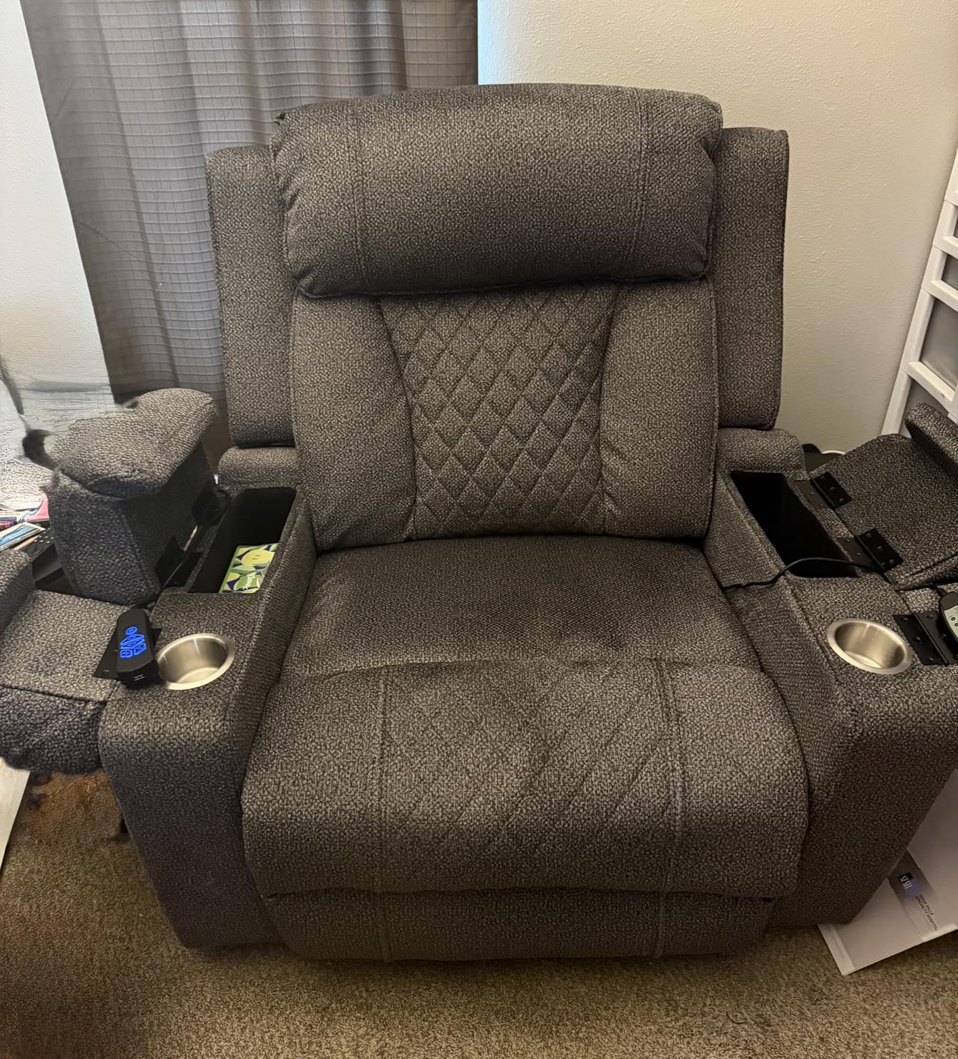 FUNECORP Big Man Power Lay Flat Lift Chair Oversized Recliner Dual Motor Heat Vibration for Elderly, Overstuffed Electric 28