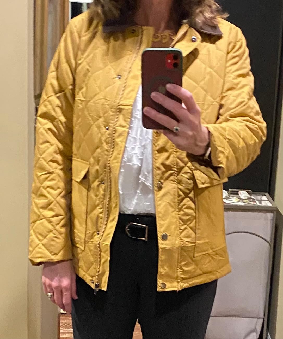 Quilted Barn Jacket for Women Corduroy Collar Lightweight Puffer Jackets Casual Winter Coat with Pockets customer photo 1