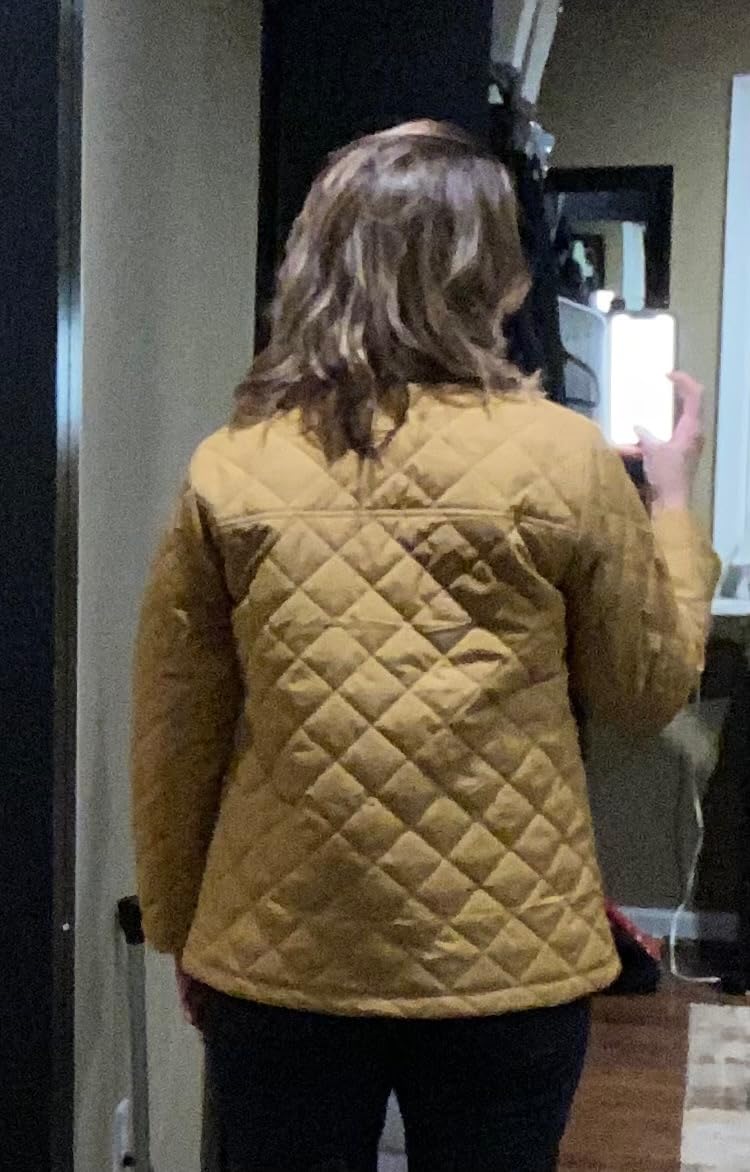 Quilted Barn Jacket for Women Corduroy Collar Lightweight Puffer Jackets Casual Winter Coat with Pockets customer photo 2