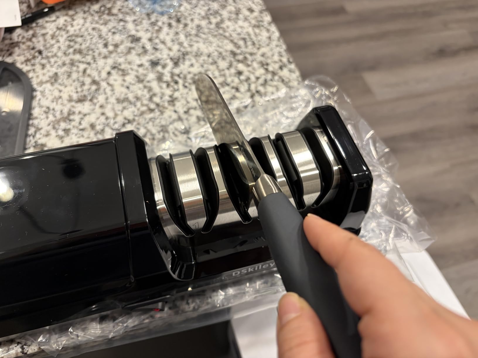 Electric Knife Sharpener for Kitchen - Professional 3-Stage 100% Diamond System with 20 Degree Precision Angle, Fast Sharpening to Restore & Polish Chef Knives (Black) customer photo 2