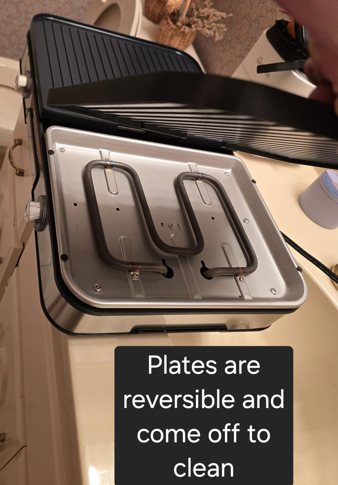 Gourmia 3-in-1 Indoor Grill & Griddle Electric Combo - Dual Independent Cooking Zones, Reversible Nonstick Ceramic Plates, XL Cooking Surface, 250-400°F Adjustable Temp, Dishwasher Safe customer photo 1