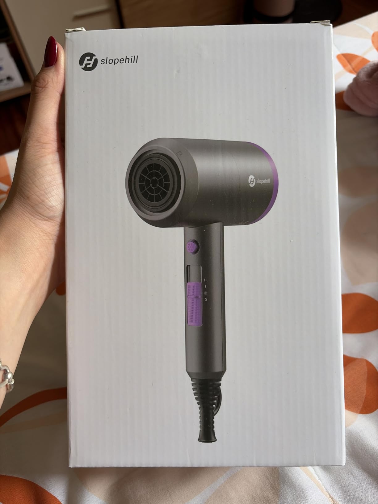 slopehill Professional Ionic Hair Dryer, Powerful 1800W Fast Drying Low Noise Blow Dryer with 2 Concentrator Nozzle 1 Diffuser Attachments for Home Salon Travel (Lavender) customer photo 2