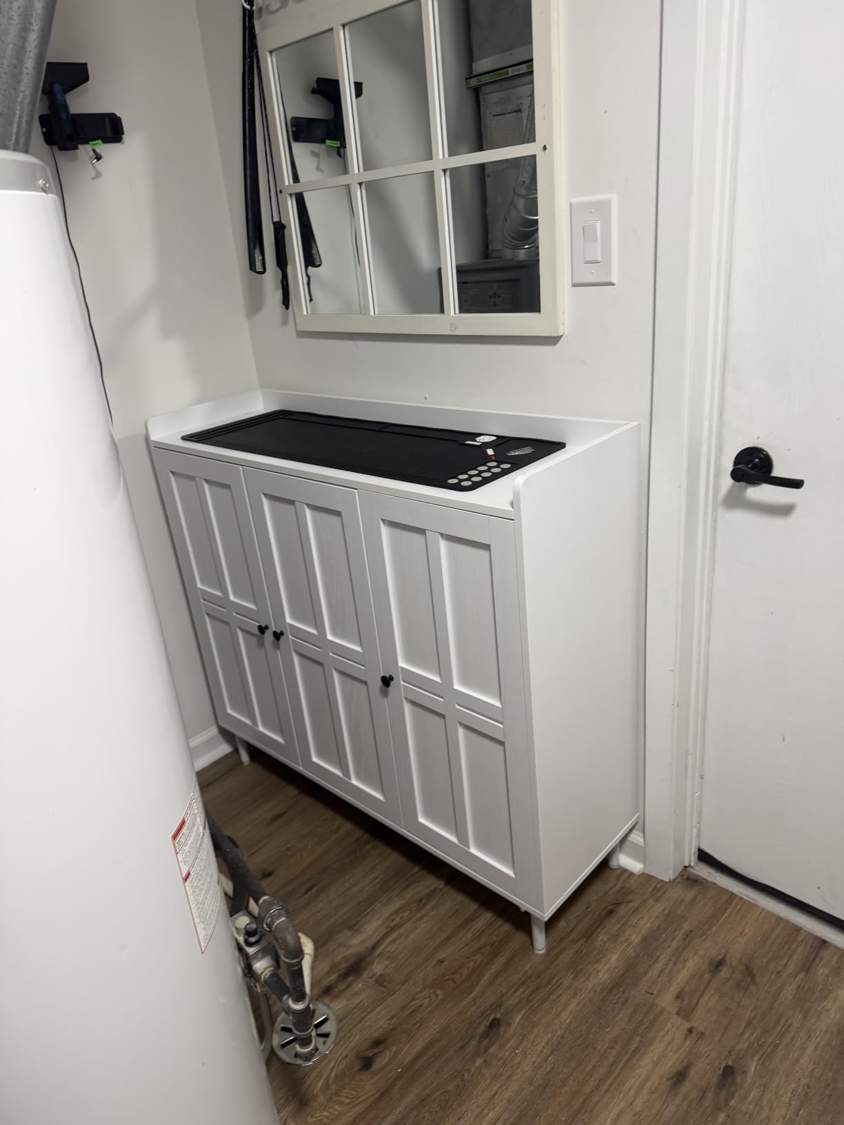 ONBRILL Shoe Cabinet with 3 Doors and Adjustable Shelves, 30 Pairs Shoe Storage Cabinet, 40 Inch Tall Farmhouse Shoe Rack, White customer photo 1