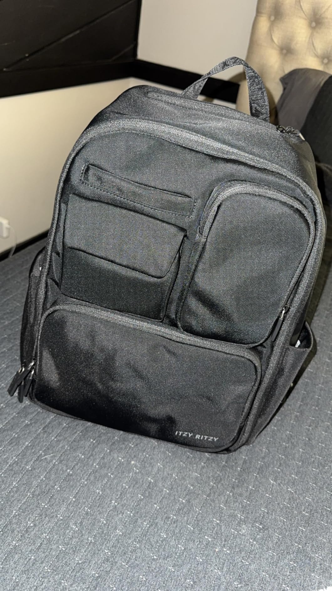 Itzy Ritzy Utility Diaper Bag Backpack, 17 Pockets w/Changing Pad (Mocha) | Travel-Ready Diaper Backpack with 2 Insulated Bottle Holders, Laptop Compartment, Trolley Sleeve, Straps, and Changing Pad customer photo 2