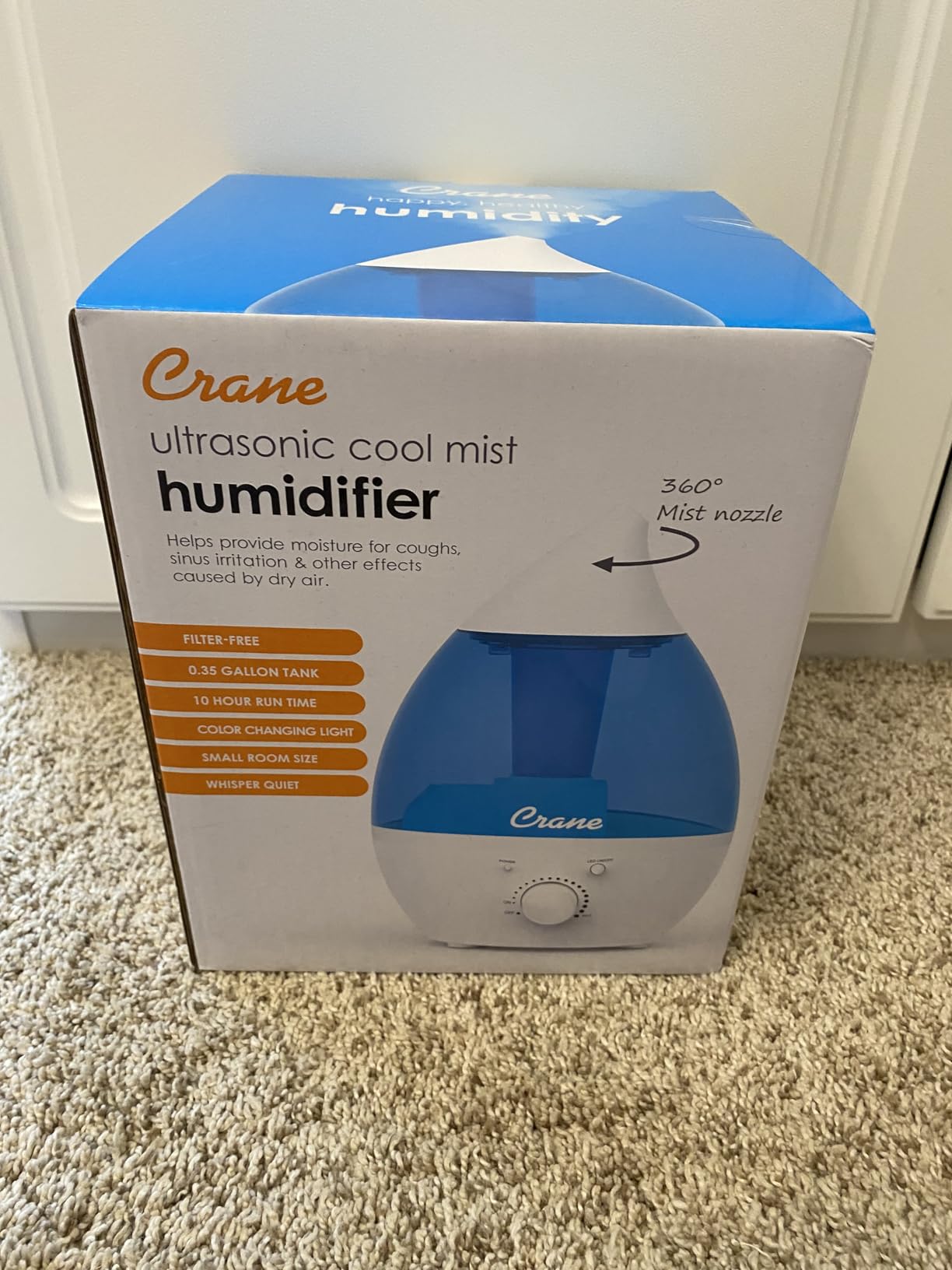Crane Personal 1.3 Liter Ultrasonic Cool Mist Humidifier for Kids Bedroom, Small Humidifiers For Bedroom, Adjustable Mist, Filter-Free, Auto Shut-Off, Small Humidifier For Plant customer photo 2