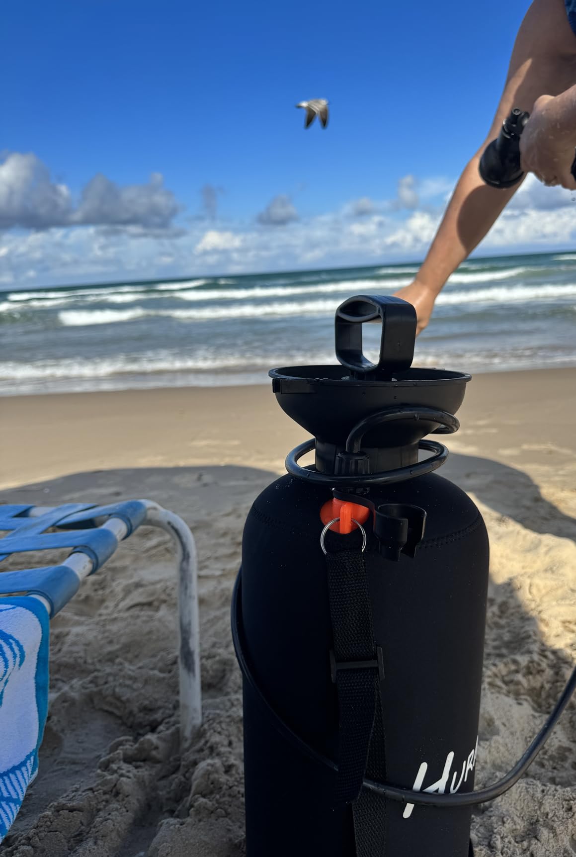 Portable Shower, 2.1Gallon (8L) & 10 Spray Modes | Pressurized Beach Shower for Camping Travel & Sand, Camping Shower, Surf Shower, Portable Water Sprayer, Nylon Insulated Cover, Orange customer photo 1