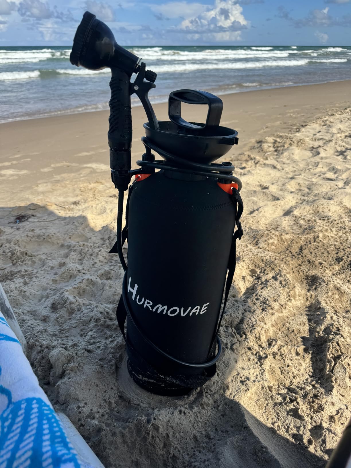 Portable Shower, 2.1Gallon (8L) & 10 Spray Modes | Pressurized Beach Shower for Camping Travel & Sand, Camping Shower, Surf Shower, Portable Water Sprayer, Nylon Insulated Cover, Orange customer photo 2
