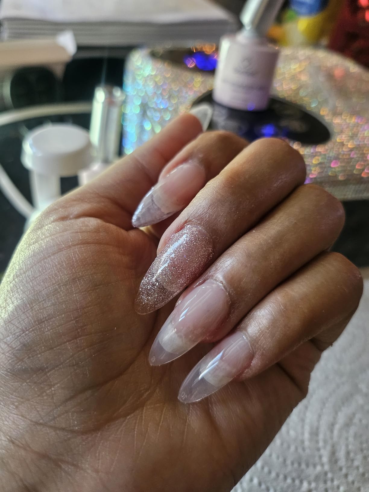 Beetles Builder Gel Nails Kit HEMA Free & Handheld Nail Lamp, 8 in 1 Clear Natural Nude Building Gel with Base Top Coat, for Thickening Strengthening Shaping Apex, for Beginner DIY Salon at Home Gifts customer photo 2
