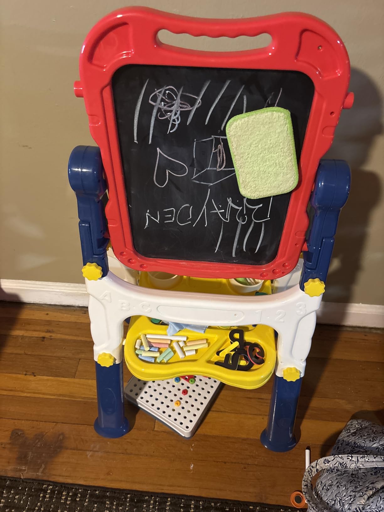 Chalk Board Easel for Kids Toys,Double-Sided Magnetic Kids Chalkboard and Dry Erase Boards,Toddler Toys for 3 Year Old Boy Gift,Art Easel Learning Educational Toy for 3 4 5 Years Old Boys Gift customer photo 1