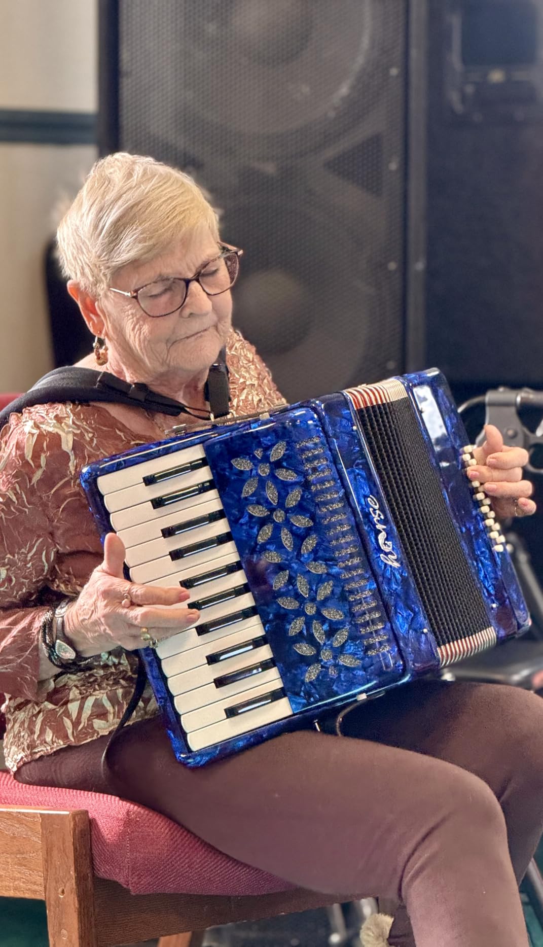 25 Keys Accordion, 16 Bass Student Piano Accordion for Beginner and Adults, Lightweight Portable with Adjustable Straps, Cleaning Cloth, Gloves, and Carrying Bag(Blue) customer photo 1