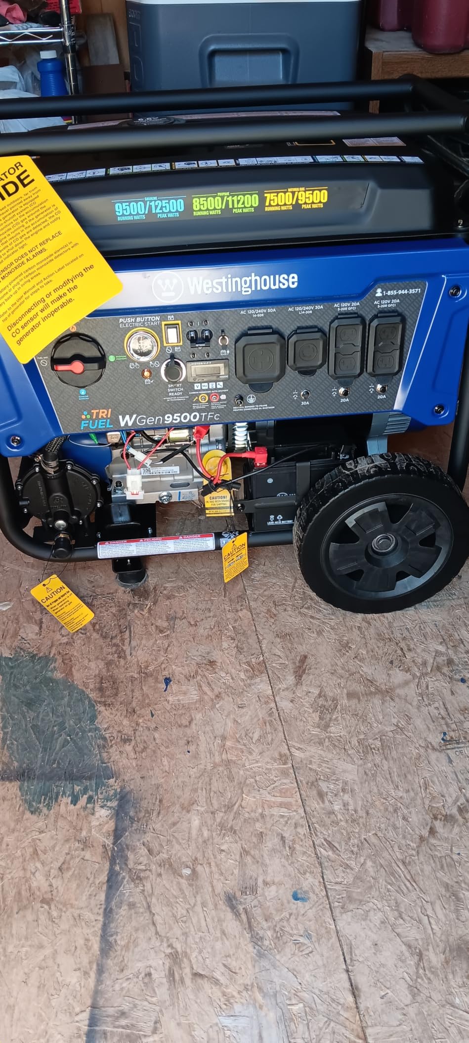Westinghouse 12500 Peak Watt EFI Tri-Fuel Home Backup Portable Generator, Remote Electric Start, Transfer Switch Ready, Gas, Propane, and Natural Gas Powered, CARB Compliant customer photo 1