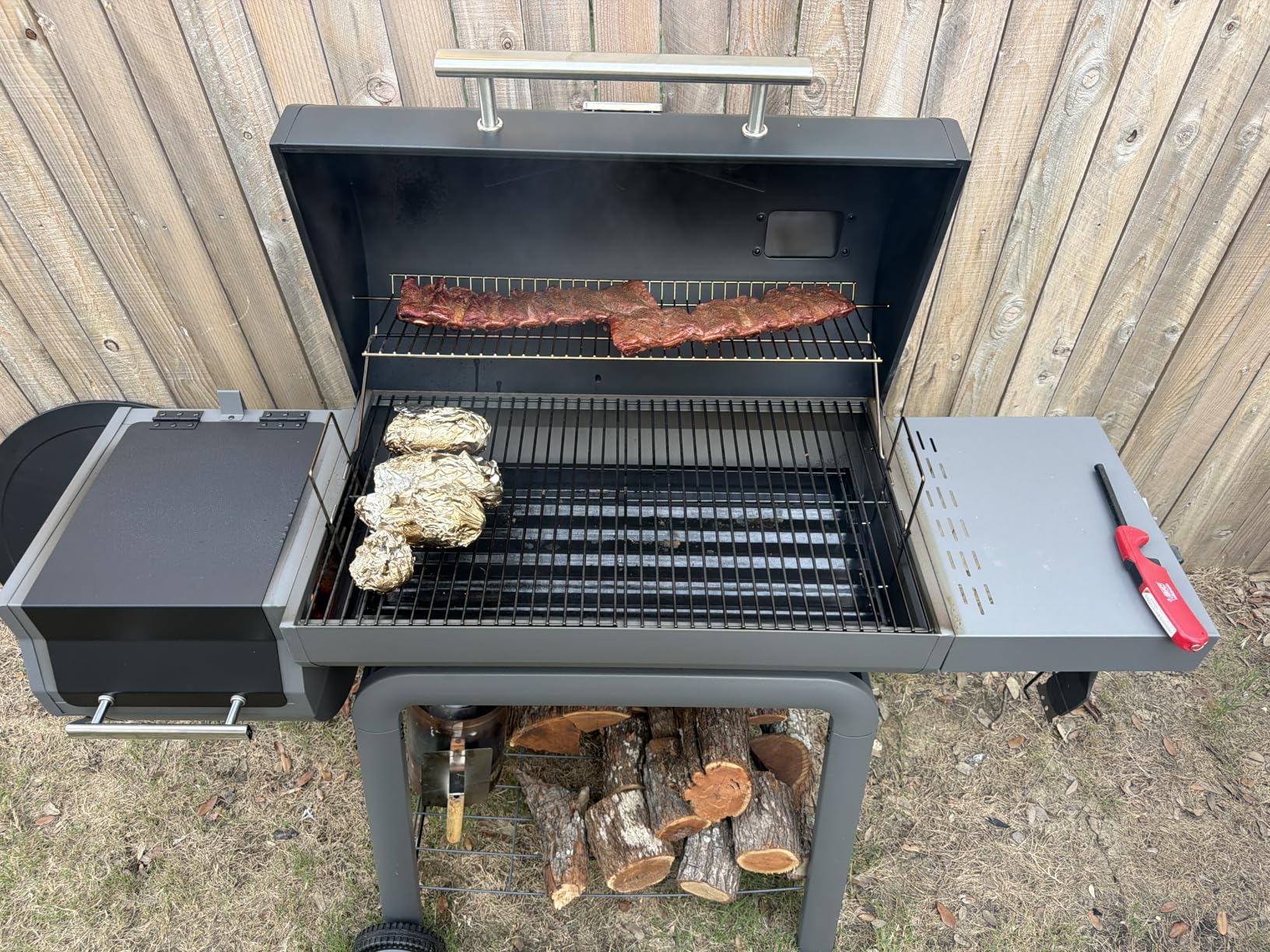 Feasto Heavy-Duty 30-Inch Charcoal Grill with Offset Smoker Grill | Side Table & 815 Sq. In. Cooking Space customer photo 2