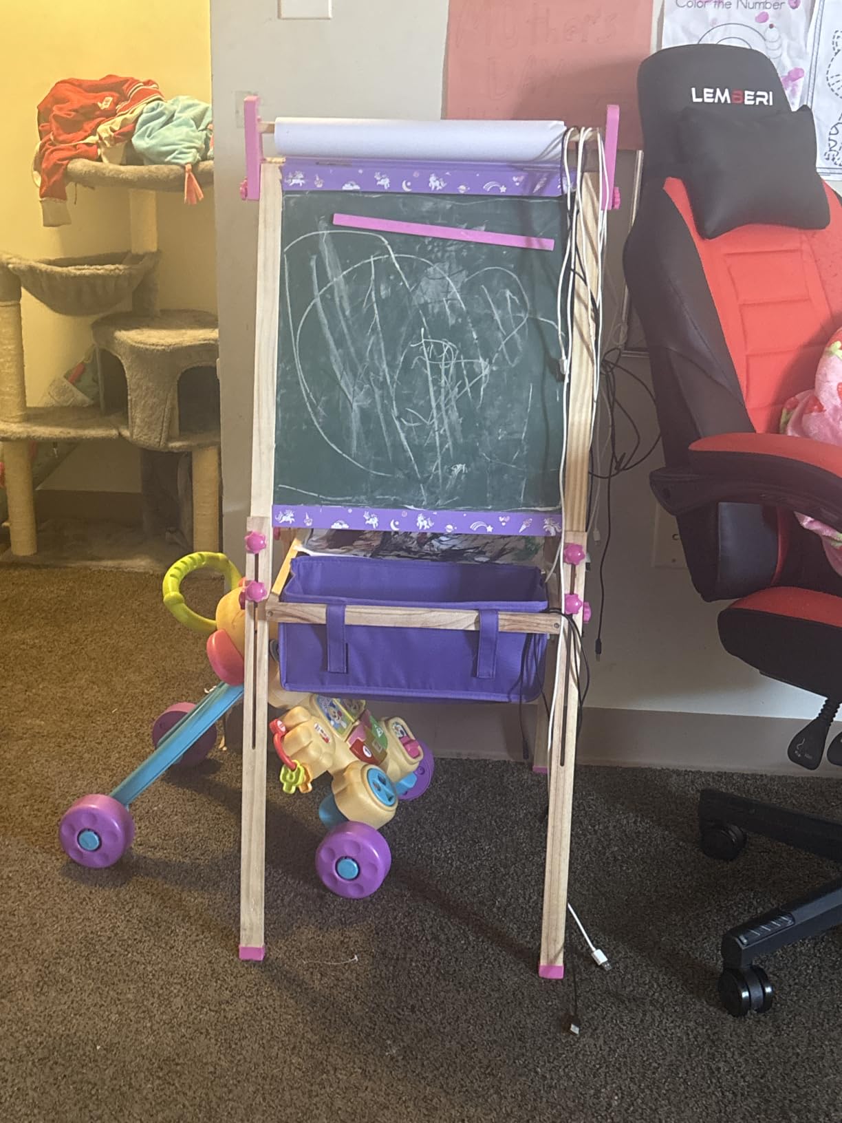 Wooden Art Easel for Kids, Double Sided Adjustable Magnetic Drawing Board | Kids Easel with Paper Roll, Whiteboard & Dry Erase Chalk Board, Toddler Easel for 4-8 Year Old Boy Girl Birthday Gifts customer photo 1
