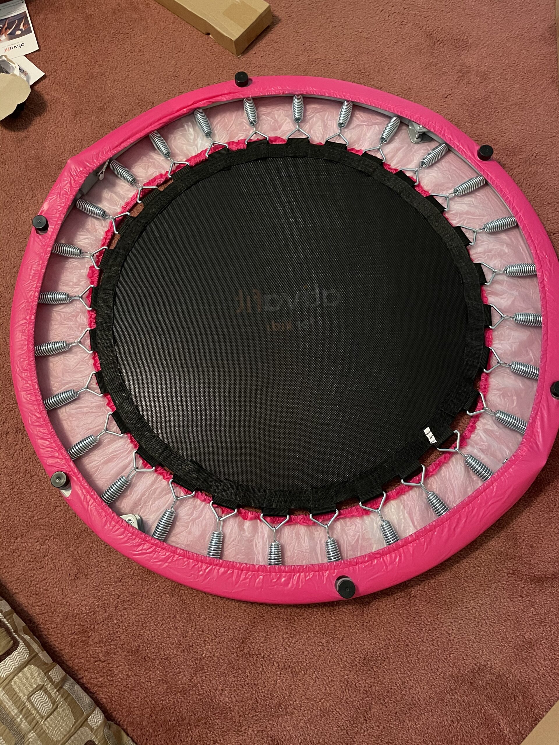 Ativafit 36inch Elastic Band Big Handle Toddler Trampoline for Kids Ages 2-6 Indoor Outdoor Mini Trampoline with Safety Padded Cover Fun for Kids customer photo 1