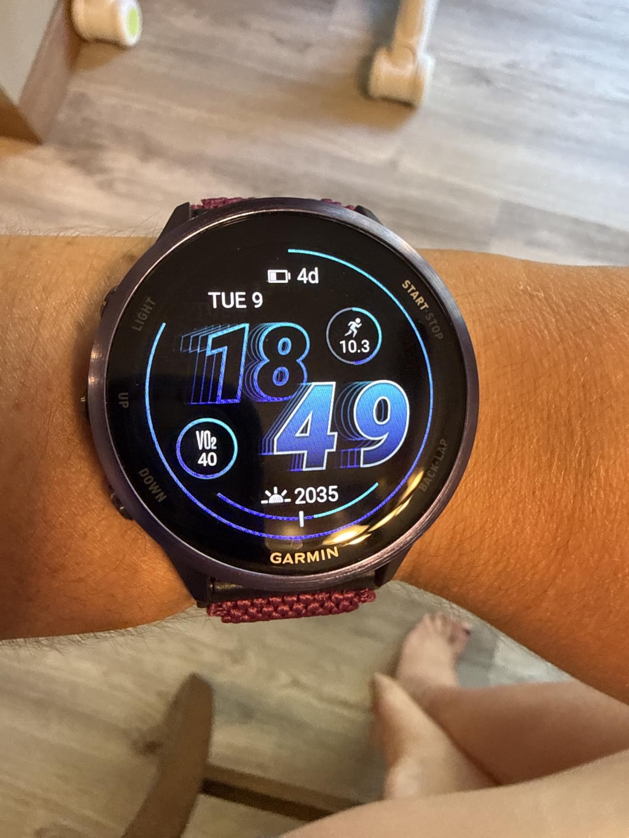 Garmin Forerunner 570, 42mm, Advanced GPS Running and Triathlon Smartwatch, AMOLED Display, Training and Recovery Features, Cloud Blue Aluminum with Translucent Whitestone/Band customer photo 1