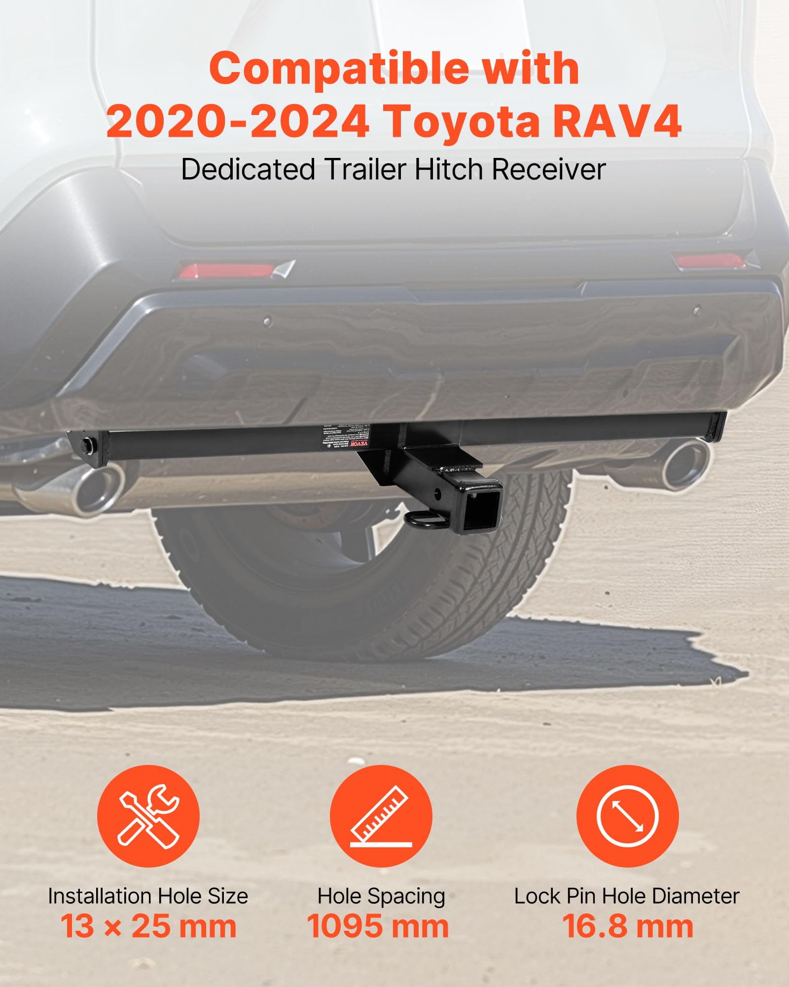 VEVOR Class 3 Trailer Hitch, 2-Inch Receiver, 6000 lbs, Q345B Steel Tube Frame, Compatible with 2020-2024 Toyota RAV4 customer photo 2