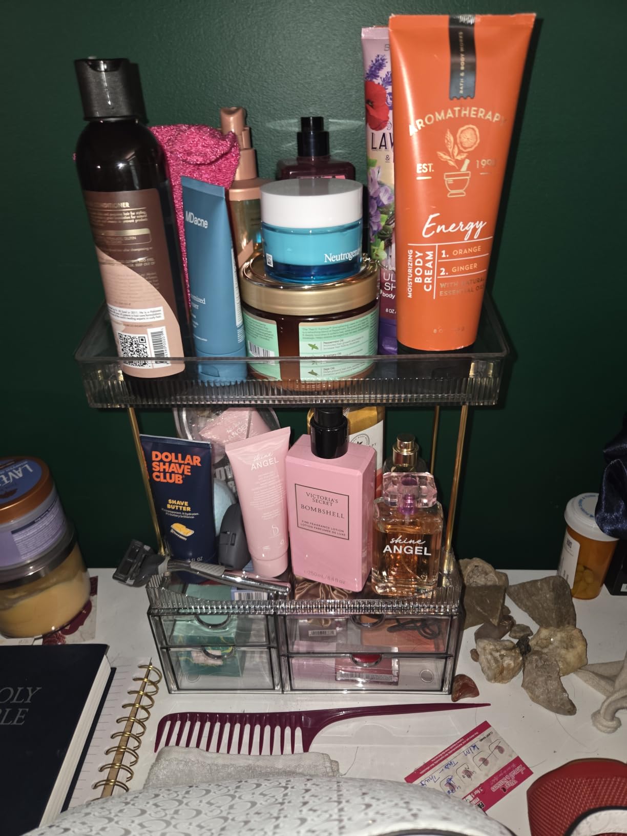 SNSLXH 4 Drawers Makeup Organizer - 4 Tier Makeup Storage, Cosmetics Organiser, Ideal for Cosmetic, with Drawers for Countertop, Bathroom, Office Supplies, Dresser Transparent Clear customer photo 1