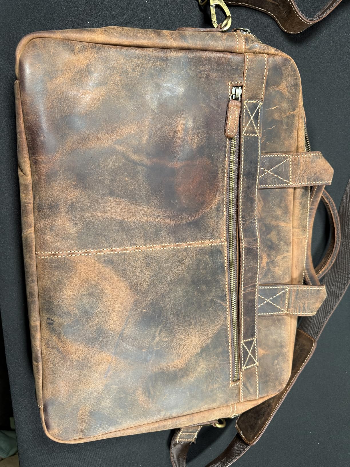 Full Grain Leather Messenger Bag for Men, 16